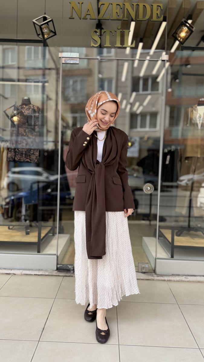 ŞAL DETAYLI BLAZER CEKET