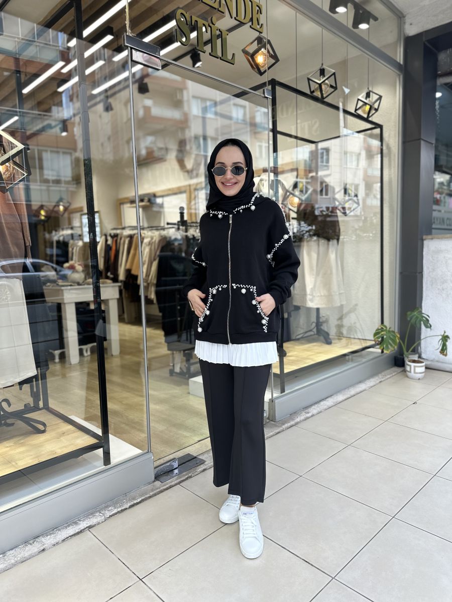 İNCİ DETAYLI KAPŞON