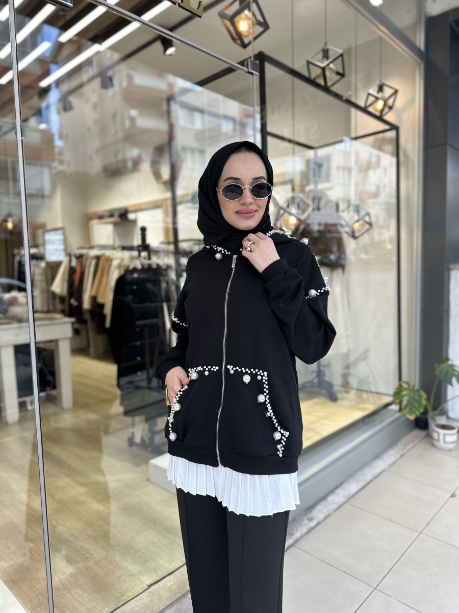 İNCİ DETAYLI KAPŞON - Görsel