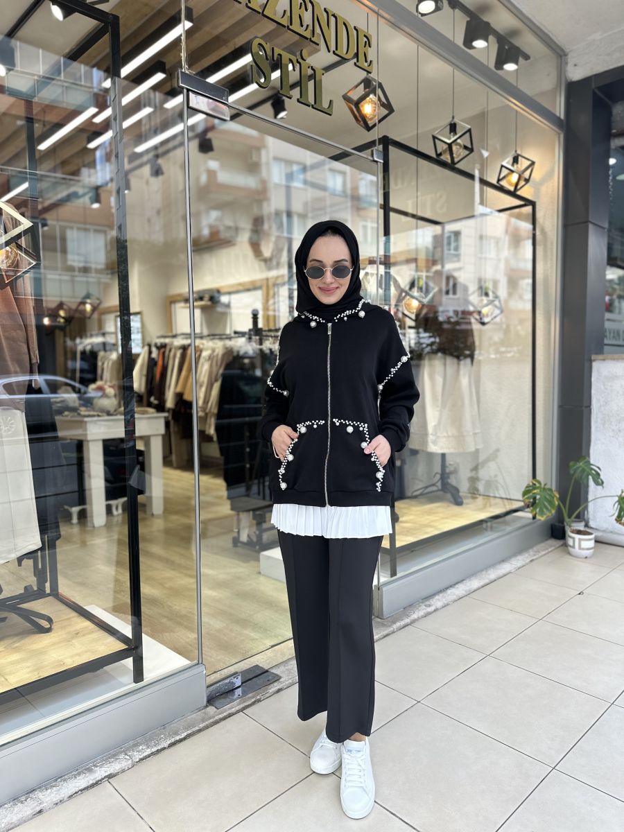 İNCİ DETAYLI KAPŞON - Görsel