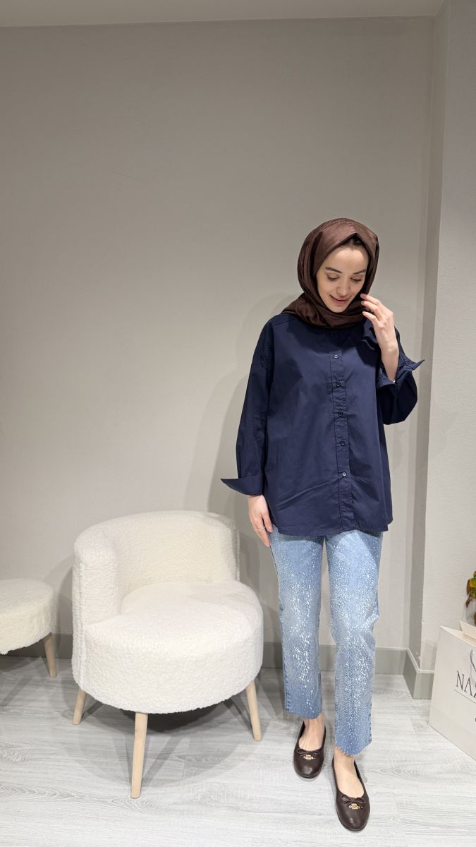 TAŞ İŞLEMELİ DAR KESİM KOT PANTOLON - Görsel