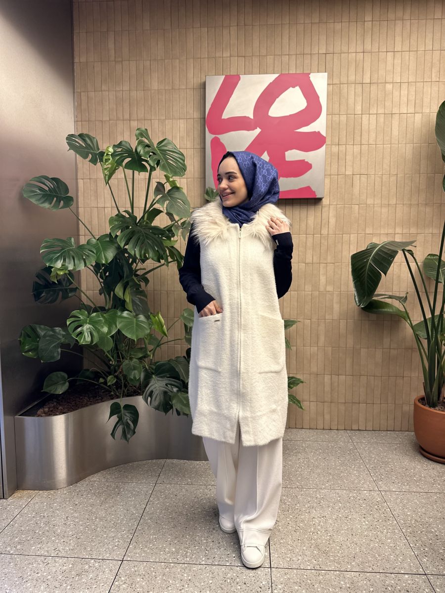 KÜRK DETAYLI ANGORA YELEK