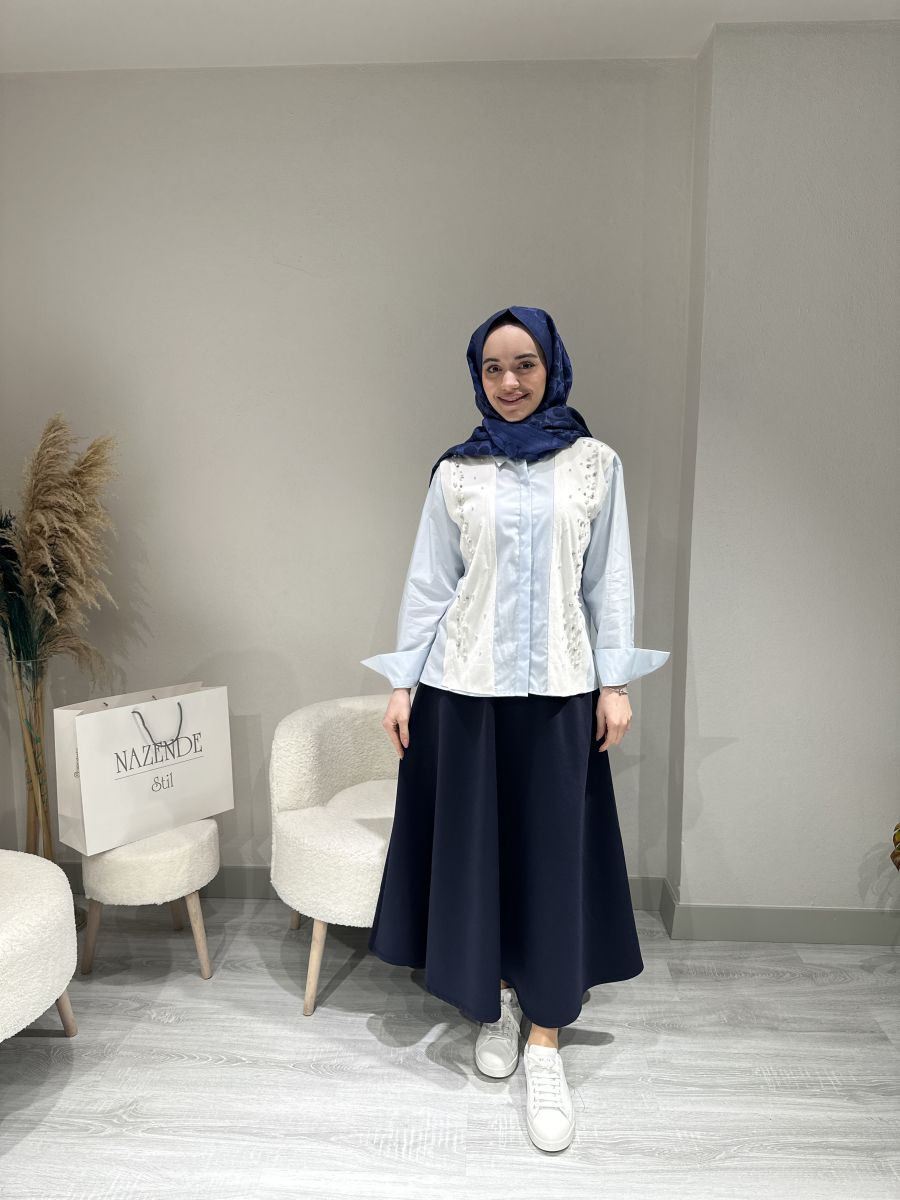 İŞLEMELİ TASARIM GÖMLEK - Görsel