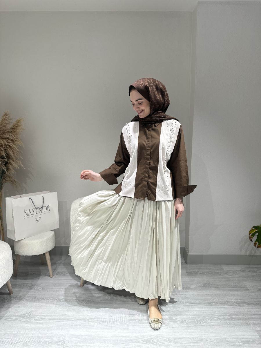 İŞLEMELİ TASARIM GÖMLEK - Görsel