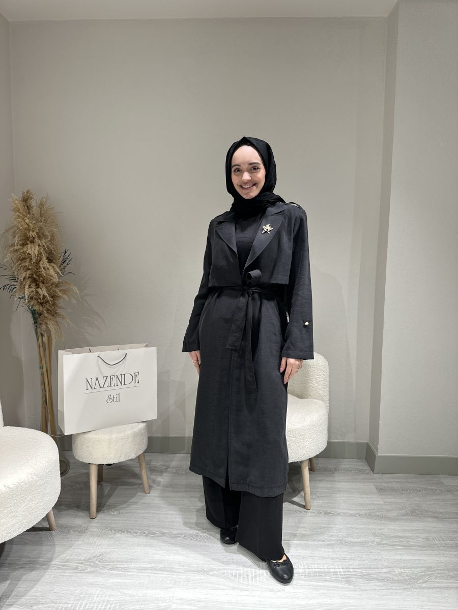 BROŞ DETAYLI TRENÇ