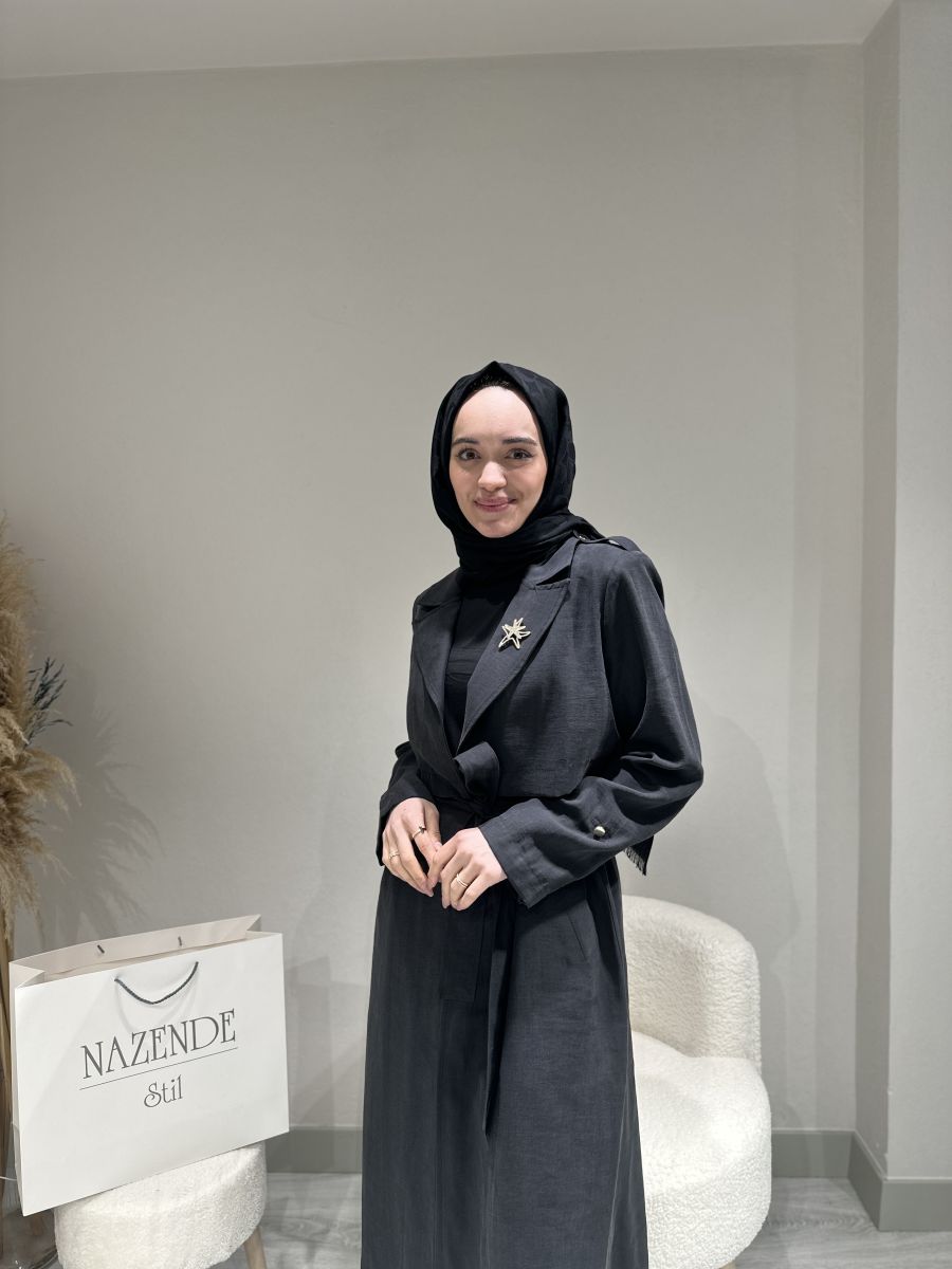 BROŞ DETAYLI TRENÇ - Görsel