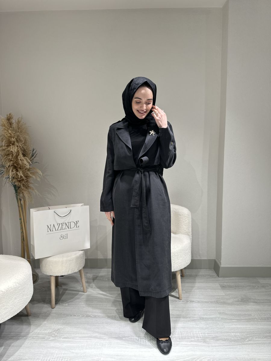 BROŞ DETAYLI TRENÇ - Görsel