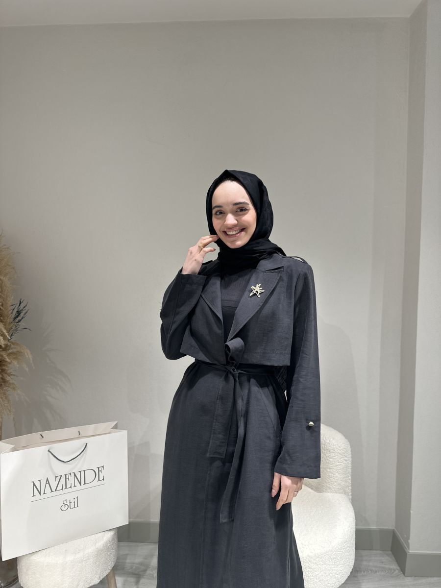 BROŞ DETAYLI TRENÇ - Görsel