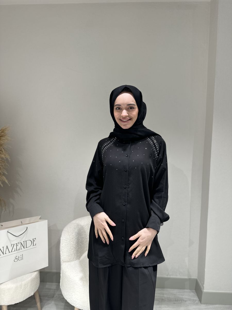 TAŞ DETAYLI TASARIM GÖMLEK