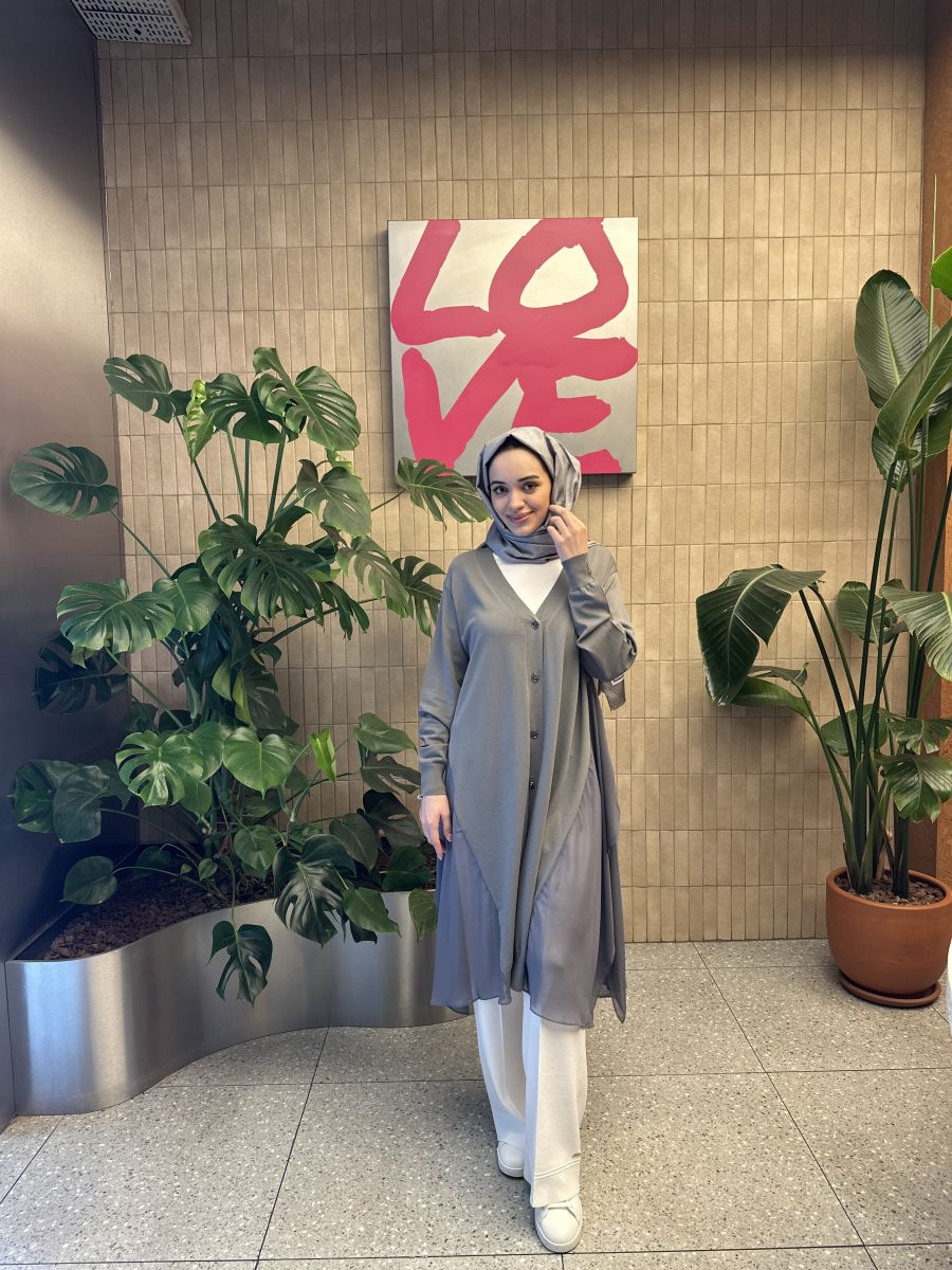 ŞİFON DETAYLI MERSERİZE HIRKA