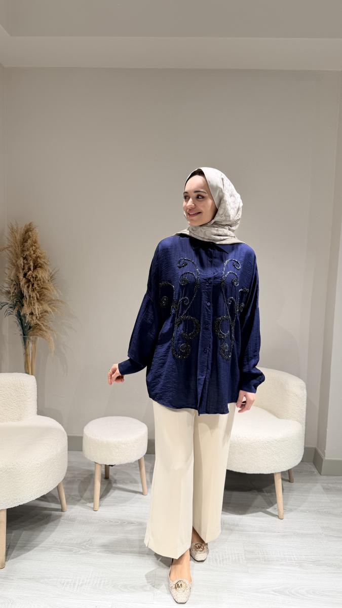 İŞLEME DETAYLI EFİL GÖMLEK