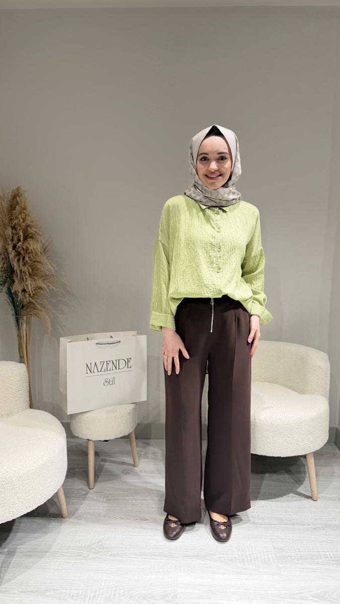 FERMUAR DETAYLI KREP PANTOLON