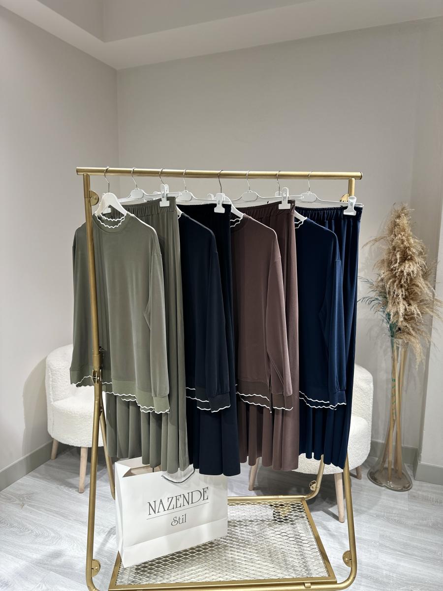 İNCE PİKE KUMAŞ ETEKLİ TAKIM - Görsel