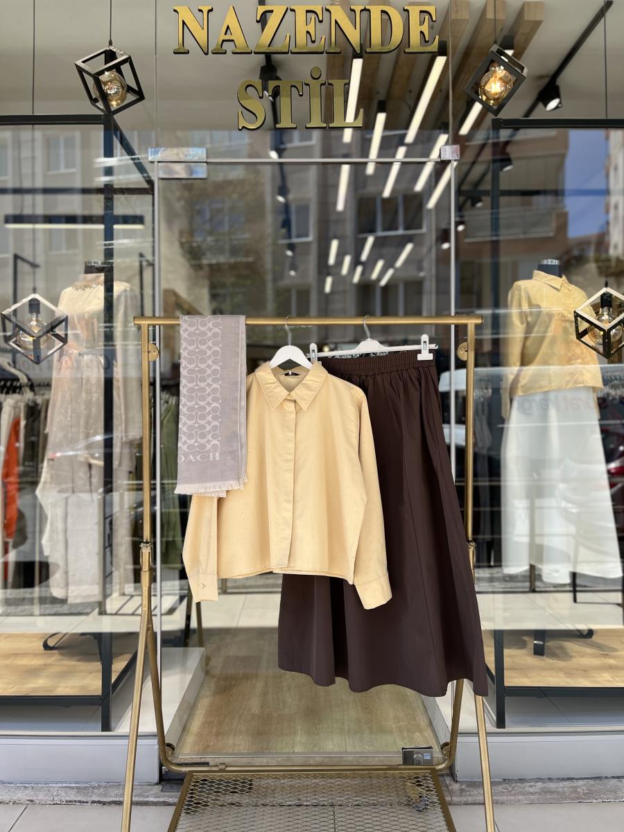 IŞILTILI POPLİN GÖMLEK - Görsel