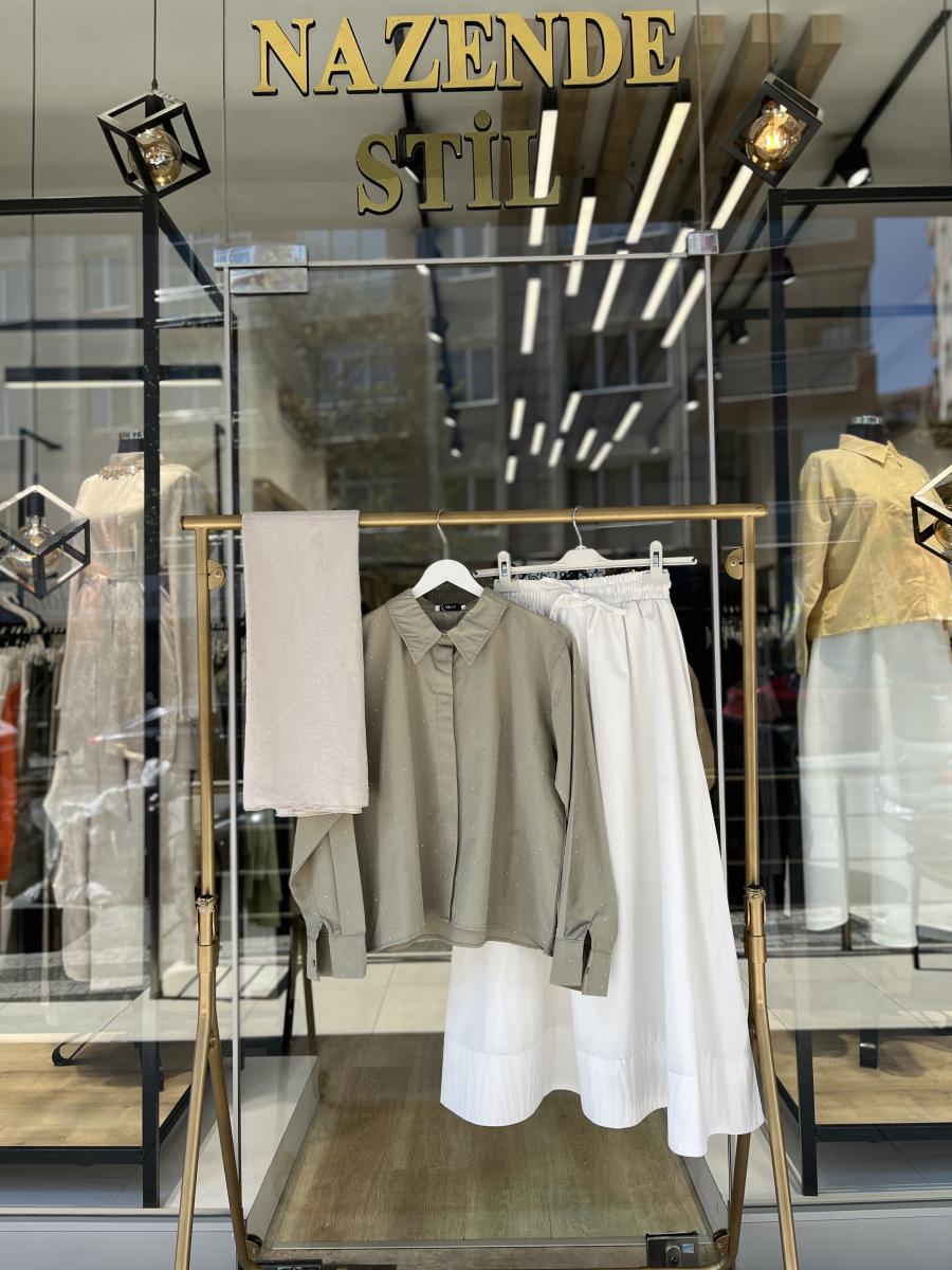 IŞILTILI POPLİN GÖMLEK - Görsel