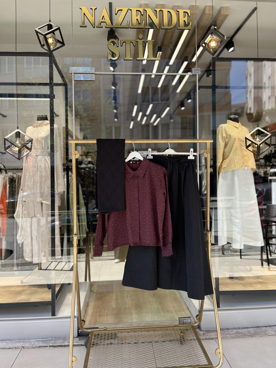 IŞILTILI POPLİN GÖMLEK - Görsel