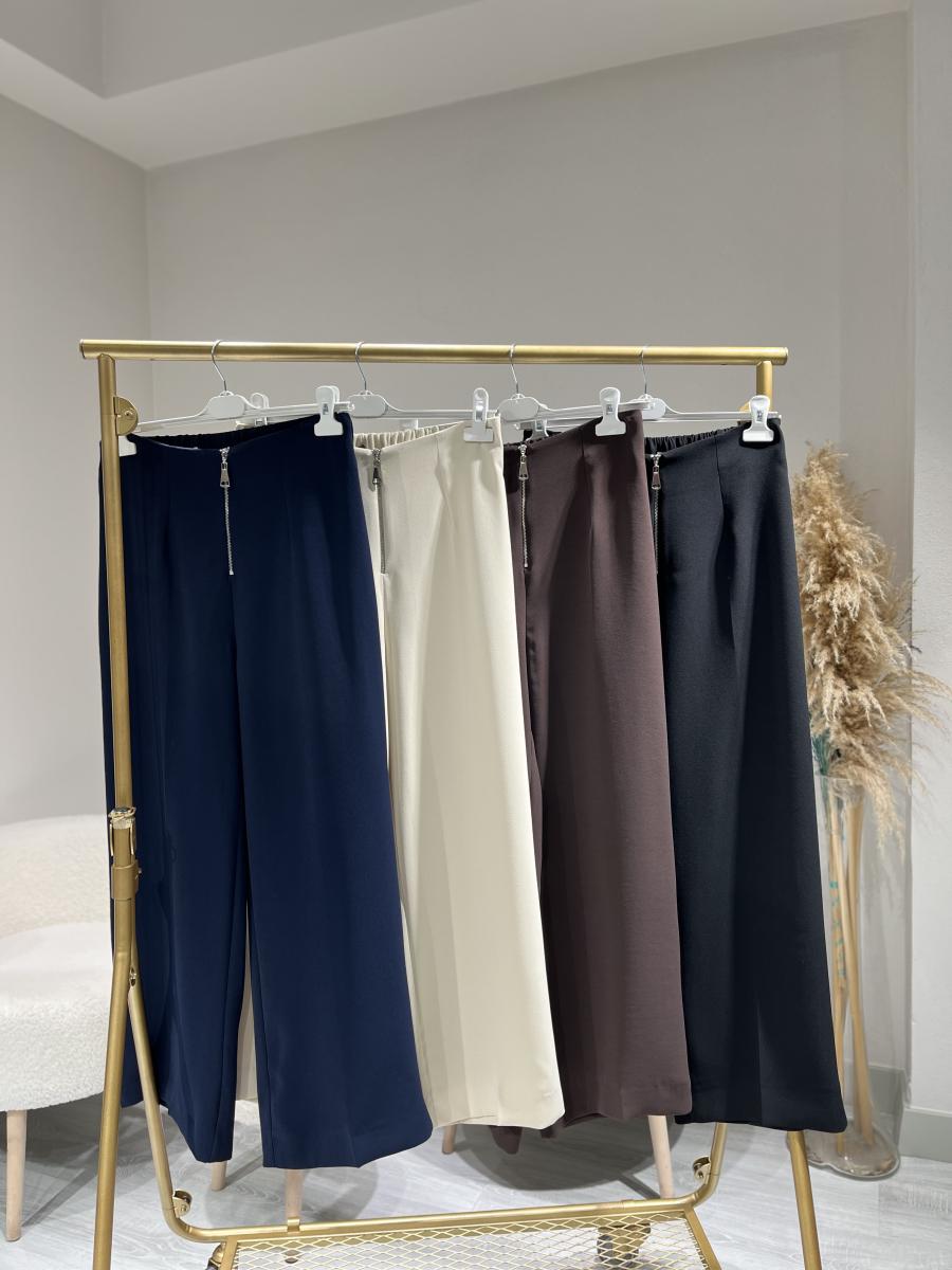 FERMUAR DETAYLI KREP PANTOLON - Görsel