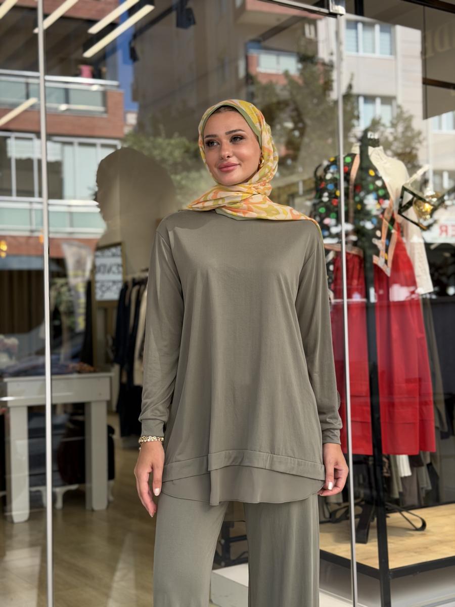 ŞİFON DETAYLI OYSHO PANTOLONLU TAKIM - Görsel