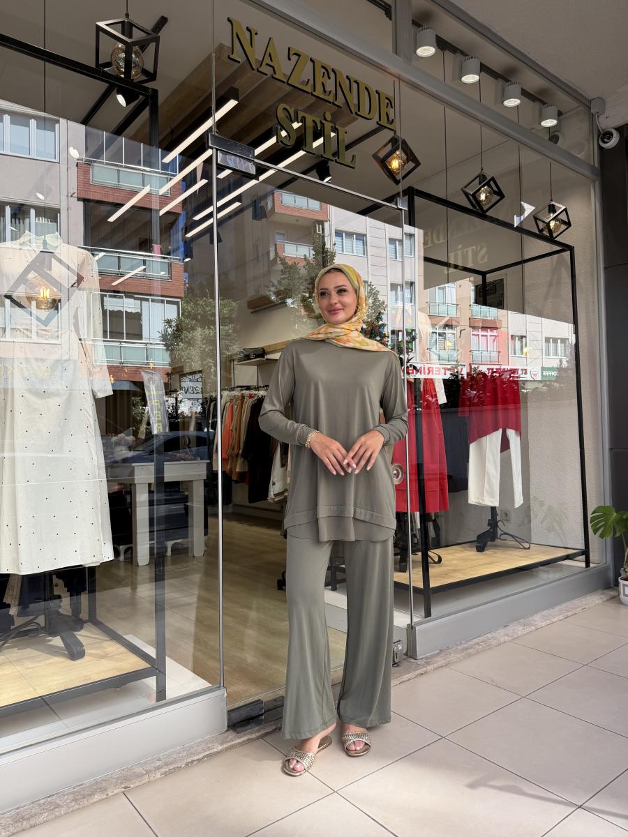 ŞİFON DETAYLI OYSHO PANTOLONLU TAKIM