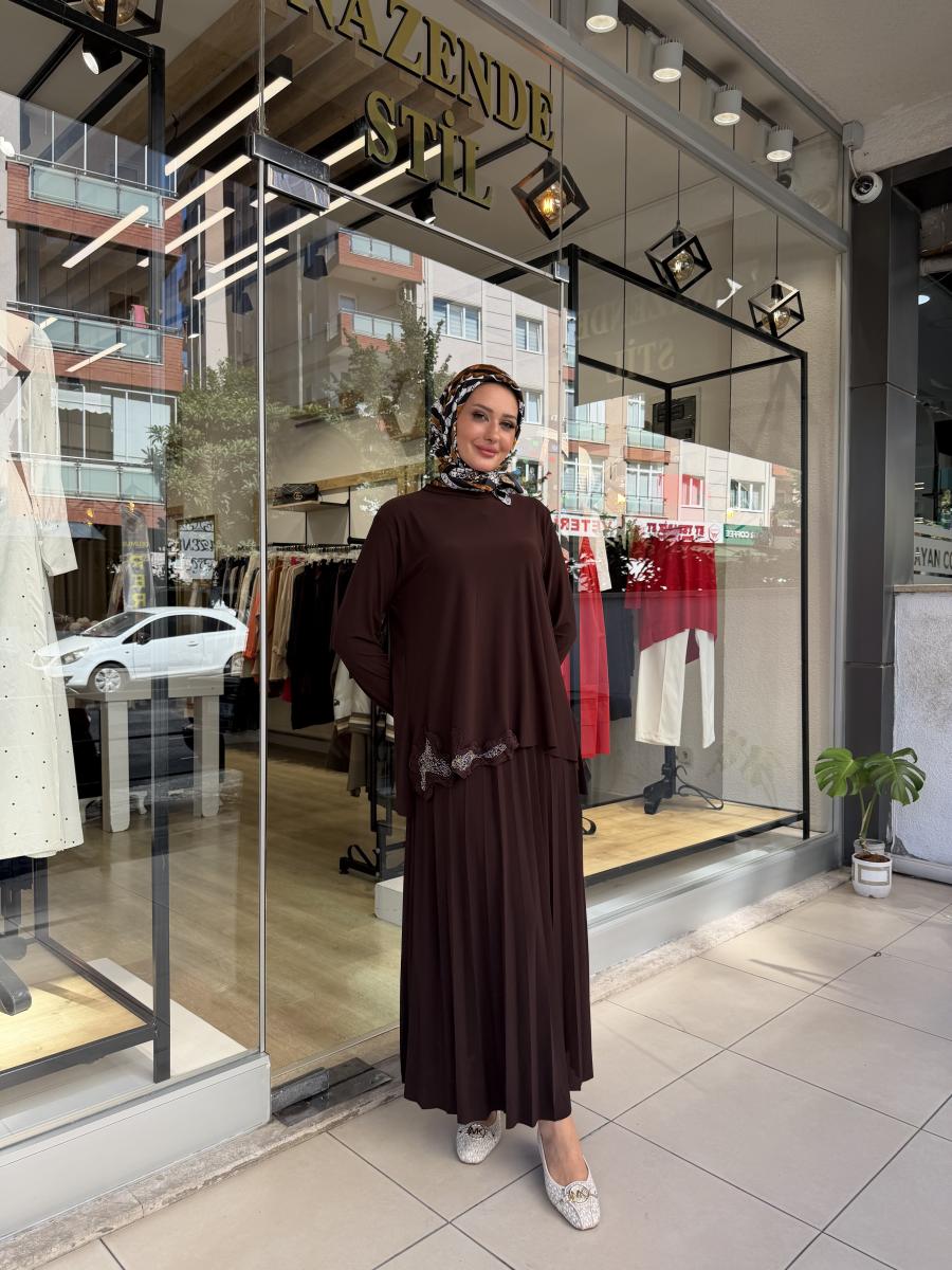 ÖRME KREP TASARIM ETEKLİ TAKIM