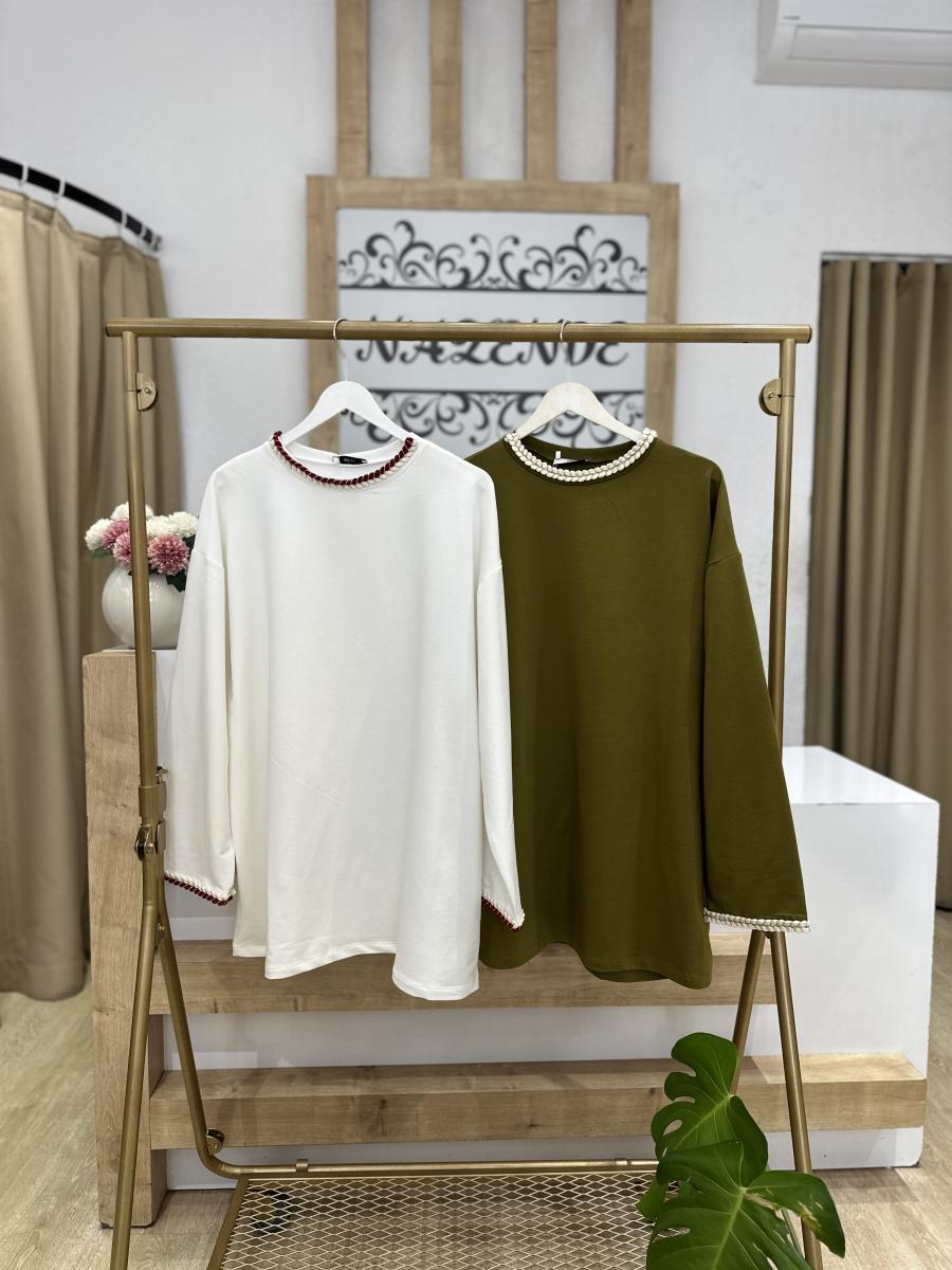 İŞLEME DETAYLI PAMUKLU SWEAT - Görsel