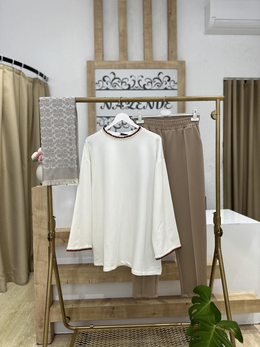 İŞLEME DETAYLI PAMUKLU SWEAT - Görsel