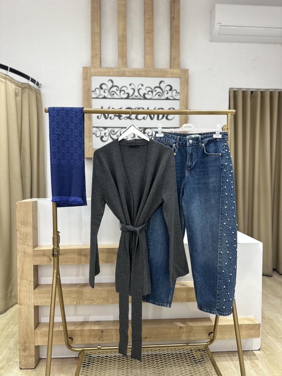 TAŞ DETAYLI DENİM KOT PANTOLON - Görsel