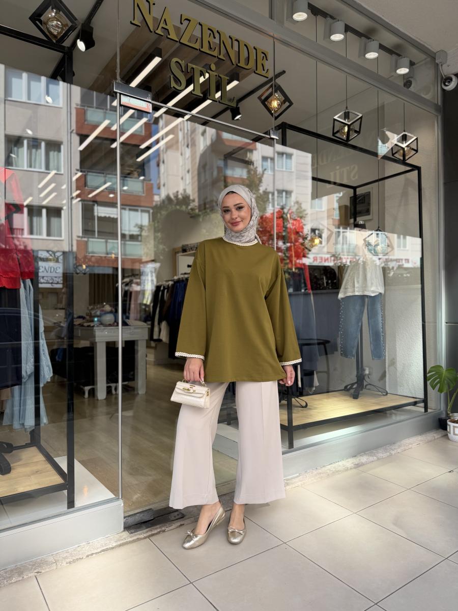İŞLEME DETAYLI PAMUKLU SWEAT - Görsel