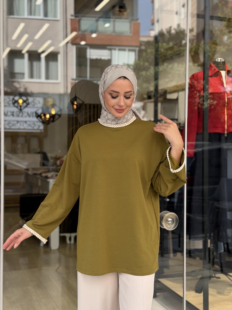 İŞLEME DETAYLI PAMUKLU SWEAT - Görsel